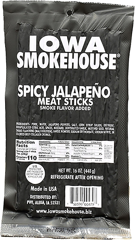 IOWA SMOKEHOUSE Iowa Smokehouse IS-16MSSP Meat Stick, Spicy Jalapeno, 16 oz, Pack