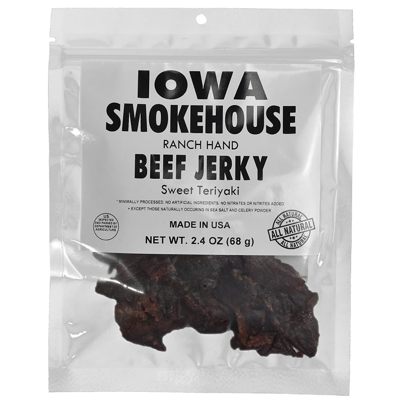 IOWA SMOKEHOUSE Iowa Smokehouse is-rh2jt-m Snacks, Beef Jerky Sweet Teriyaki, 2.4 oz, Bag