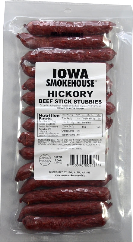 IOWA SMOKEHOUSE Iowa Smokehouse IS-8BSTH Beef Stick Stubbies, Hickory, 8 oz