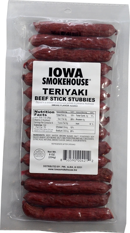 IOWA SMOKEHOUSE Iowa Smokehouse IS-8BSTT Beef Stick Stubbies, Teriyaki, 8 oz