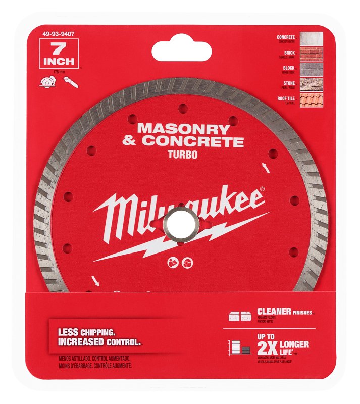 MILWAUKEE Milwaukee 49-93-9407 Saw Blade, 7 in Dia, DM-7/8 in-5/8 in Arbor, Turbo Rim