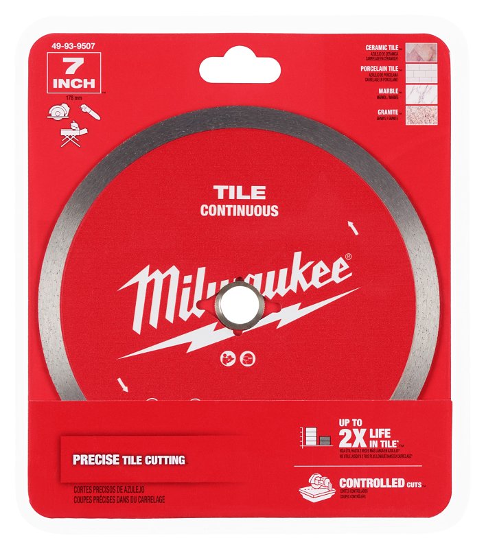 MILWAUKEE Milwaukee 49-93-9507 Saw Blade, 7 in Dia, 5/8, 7/8 in Arbor, Diamond Cutting Edge, Continuous Rim