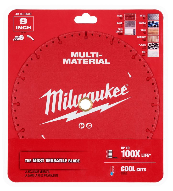 MILWAUKEE Milwaukee 49-93-9609 Saw Blade, 9 in Dia, 7/8 in-5/8 in Arbor, Diamond Cutting Edge, Segmented Rim TOOLS MILWAUKEE