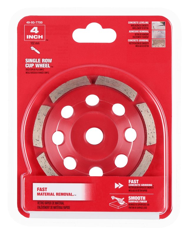 MILWAUKEE Milwaukee DIAMOND MAX 49-93-7700 Cup Wheel, 4 in Dia, 1 in Thick, 5/8-11 Arbor, Diamond Abrasive