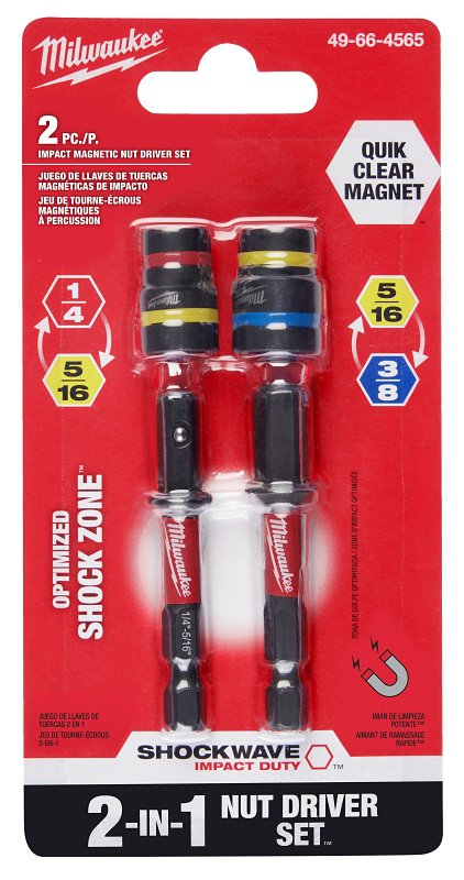 MILWAUKEE Milwaukee SHOCKWAVE Impact Duty 49-66-4565 2-in-1 Magnetic Nut Driver Set, Hex Drive, 2.513 in L TOOLS MILWAUKEE