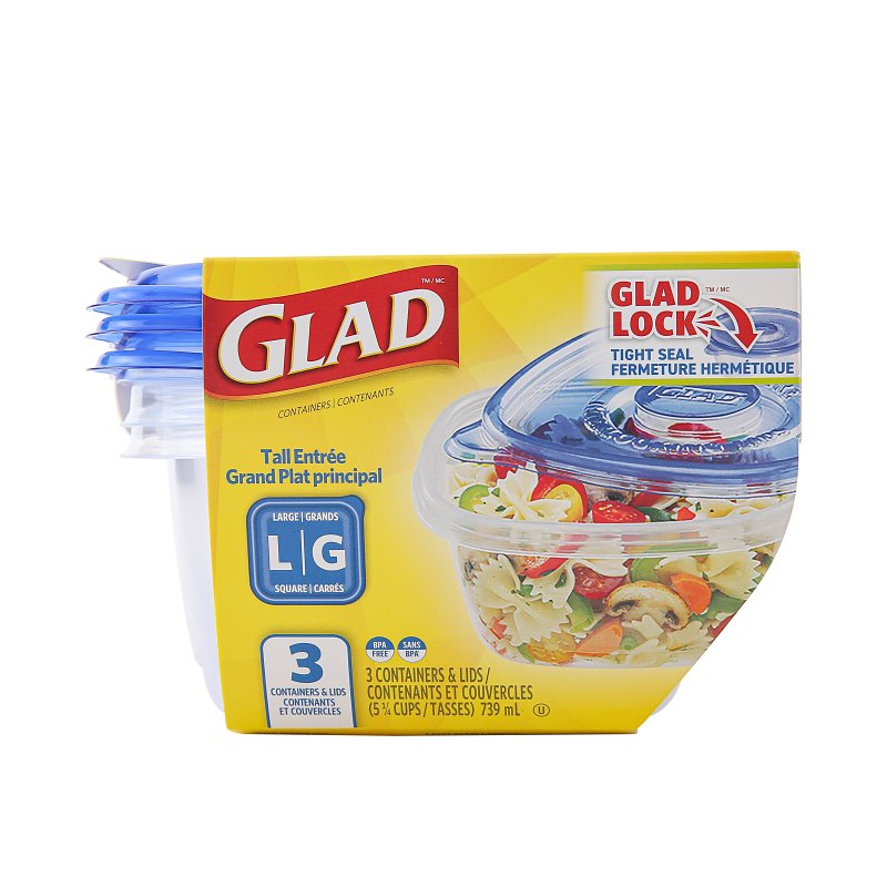 GLAD Glad BBP35094 Large Tall Entree, 42 oz, Plastic, Clear