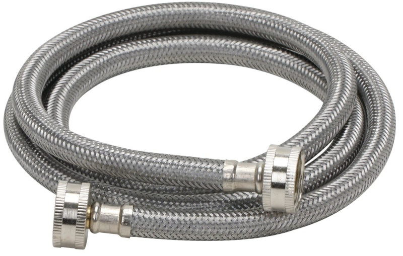 FLUIDMASTER Fluidmaster 9WM60 Washing Machine Discharge Hose, 3/4 in OD, 3/4 in ID, 60 in L, Stainless Steel