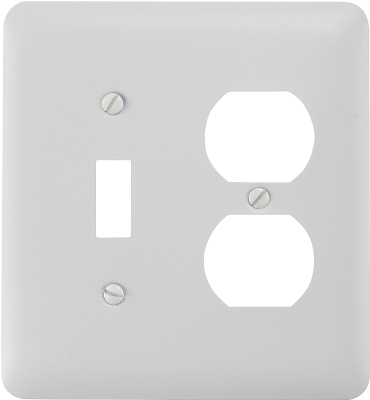 AMERELLE Amerelle 935TDW Wallplate, 5 in L, 4-5/8 in W, 2-Gang, Steel, For: Duplex Receptacle, Toggle Switch