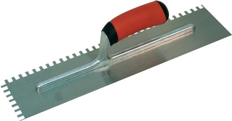 MARSHALLTOWN QLT NT669 Notched Trowel, 1/16 in Notch, 11 in L, 4-1/2 in W, Square Notch, Soft-Grip Handle