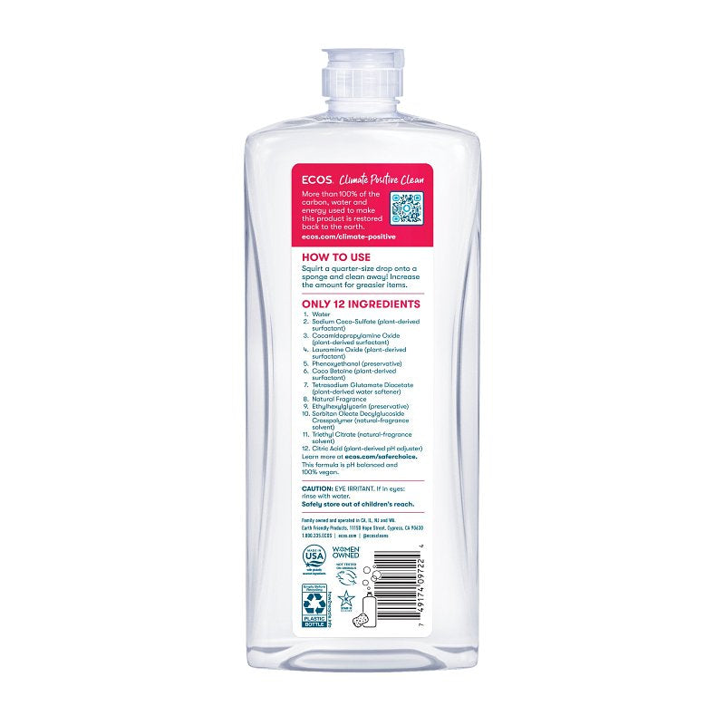 ECOS Ecos 9722/6 Dishwashing Liquid, 25 oz, Gel, Grape, Clear/Light Yellow CLEANING & JANITORIAL SUPPLIES ECOS