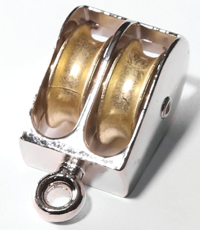 BARON Baron 0176ZD-1 Rope Pulley, 1/4 in Rope, 55 lb Working Load, 1 in Sheave, Brass/Copper/Nickel
