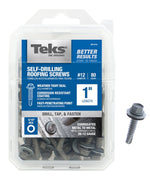 TEKS Teks 21412 Roofing Screw, #12 Thread, Coarse Thread, Hex Drive, Drill Point, Steel, Zinc, 80 PK