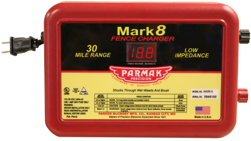 PARKER MCCRORY MFG. Parmak MARK 8/7 Electric Fence Charger, 1.1 to 4.9 J Output Energy, 110/120 V