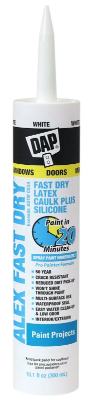 DAP DAP FAST DRY 18425 Caulk, White, 24 hr Curing, 10.1 fl-oz Cartridge PAINT DAP