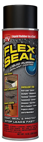 FLEX SEAL Flex Seal FSR20 Rubberized Spray Coating, 12 sq-ft Coverage Area, Black, 14 oz Can