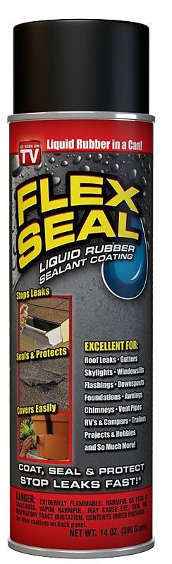 FLEX SEAL Flex Seal FSR20 Rubberized Spray Coating, 12 sq-ft Coverage Area, Black, 14 oz Can