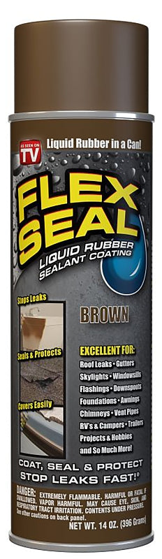 FLEX SEAL Flex Seal FSBRNR20 Rubberized Spray Coating, Brown, 14 oz, Can