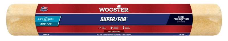 WOOSTER BRUSH Wooster R239-18 Roller Cover, 3/8 in Thick Nap, 18 in L, Knit Fabric Cover, Golden Yellow
