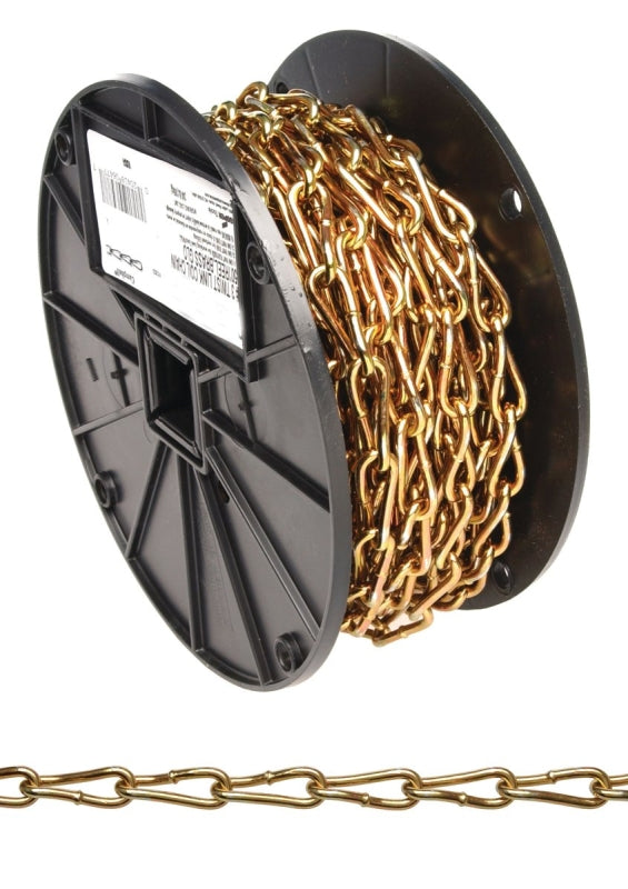 CAMPBELL CHAIN Campbell 0723167 Twist Link Coil Chain, #3, 50 ft L, 240 lb Working Load, Steel, Brass HARDWARE & FARM SUPPLIES CAMPBELL CHAIN