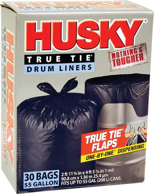 POLY-AMERICA Husky HK55WC030B Drum Liner, 55 gal Capacity, Plastic, Black
