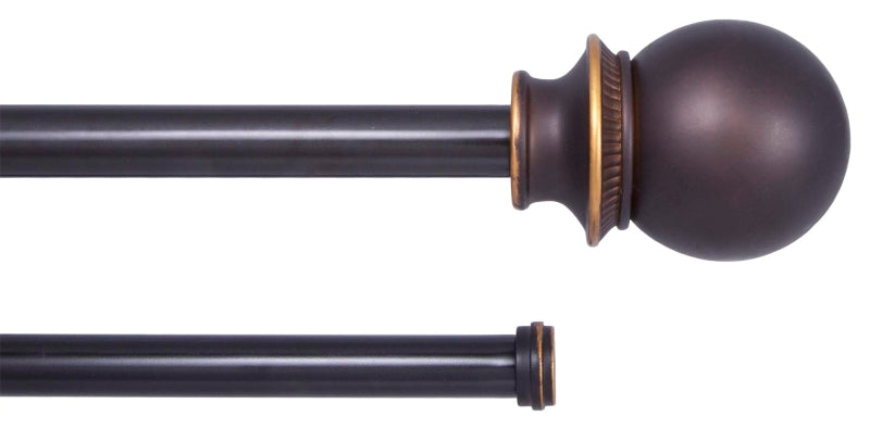 KENNEY Kenney Fast Fit KN75217 Curtain Rod, 5/8 in Dia, 66 to 120 in L, Steel, Brown, Oil-Rubbed Bronze