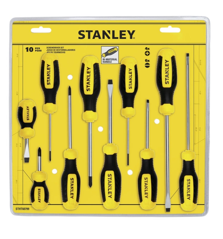 STANLEY STANLEY STHT60799 Screwdriver Set, 10-Piece, Alloy Steel, Nickel Plated