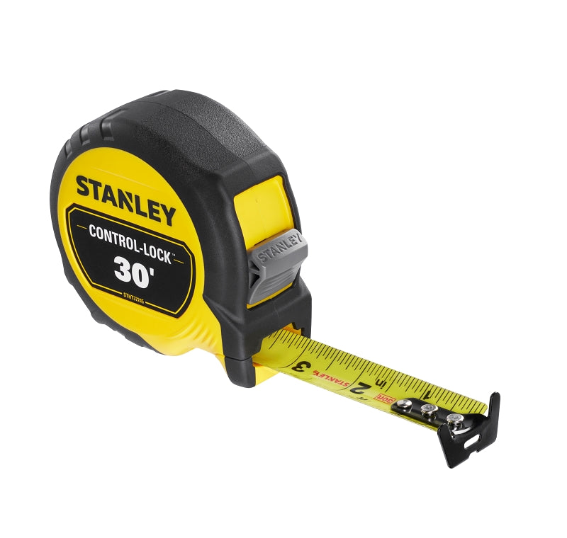 STANLEY STANLEY CONTROL-LOCK Series STHT37245 Tape Measure, 30 ft L Blade, 1 in W Blade, Steel Blade, Plastic Case TOOLS STANLEY