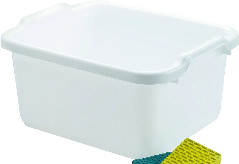 NEWELL RUBBERMAID HOME Rubbermaid 2970ARWHT Dish Pan, 15.6 qt Volume, 7.8 in L, 15.23 in W, 12-15/32 in H, Plastic, White HOUSEWARES NEWELL RUBBERMAID HOME