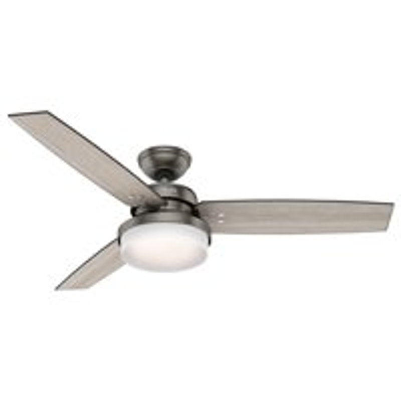 HUNTER Hunter Sentinel Series 59211 Ceiling Fan, 3-Blade, Gray Walnut/Light Gray Oak Blade, 52 in Sweep, MDF Blade, 3-Speed