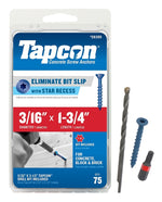 TAPCON Tapcon 28355 Concrete Screw Anchor, T25 Screw, 3/16 in Dia, 1-3/4 in L, Steel, Climaseal, 75/PK HARDWARE & FARM SUPPLIES TAPCON