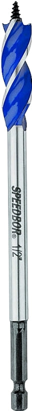 IRWIN Irwin Speedbor 3041001 Auger Boring Bit, 1/2 in Dia, 6 in OAL, Tapered Flute, 3-Flute, 1/4 in Dia Shank, Hex Shank