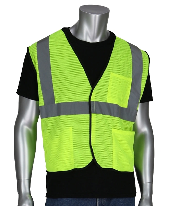 BOSS MFG Safety Works CVCL2MLXL Safety Vest, XL, Polyester, Lime Yellow, Hook-and-Loop
