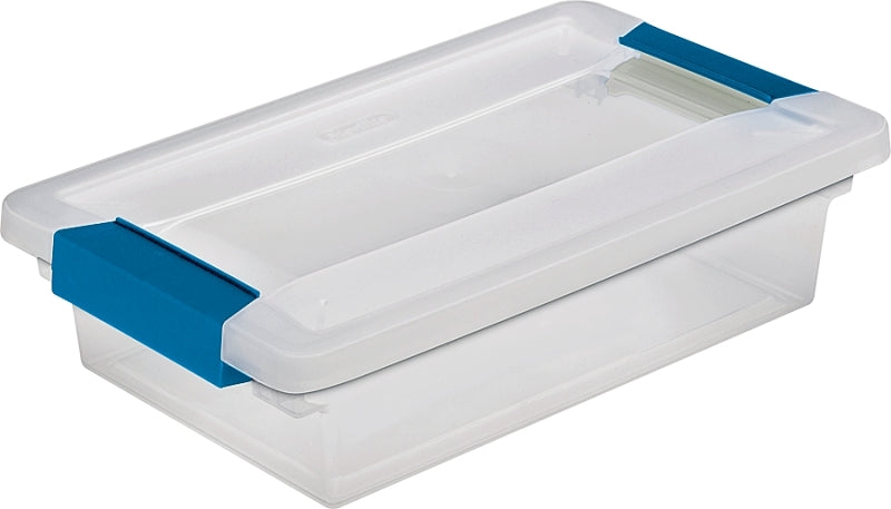 STERILITE Sterilite 19618606 Clip Box, Plastic, Blue Aquarium/Clear, 11 in L, 6-5/8 in W, 2-3/4 in H
