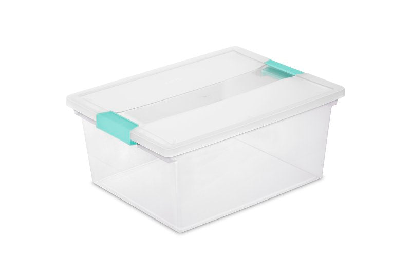 STERILITE Sterilite 19658604 Clip Box, Plastic, Blue Aquarium/Clear, 14 in L, 11 in W, 6-1/4 in H