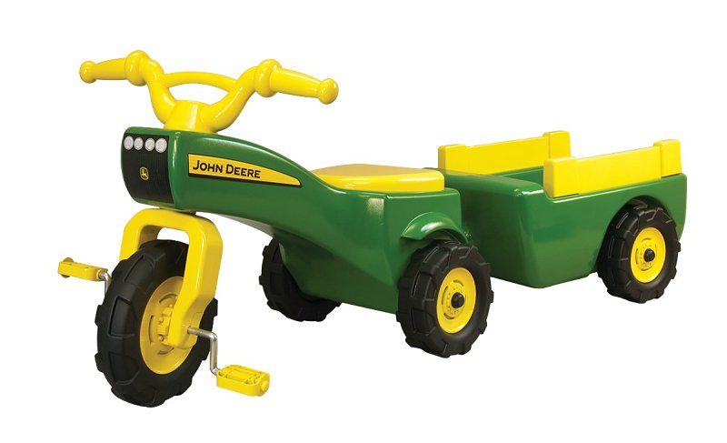TOMY INTERNATIONAL John Deere Toys 46088 Ride-On Trike with Cart, 18 months and Up, Plastic, Internal Light and Music HOUSEWARES TOMY INTERNATIONAL