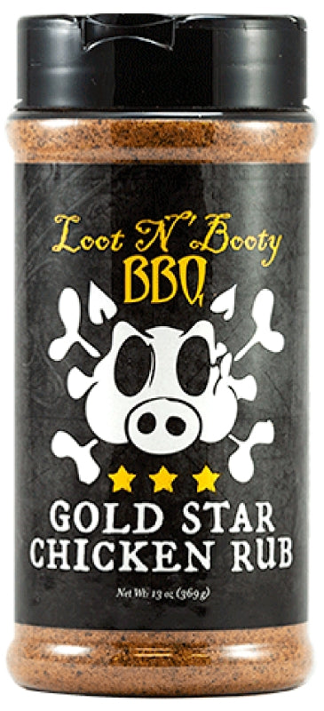 LOOT N BOOTY Loot N' Booty BBQ OW88251 Gold Star Rub, 13 oz Bottle