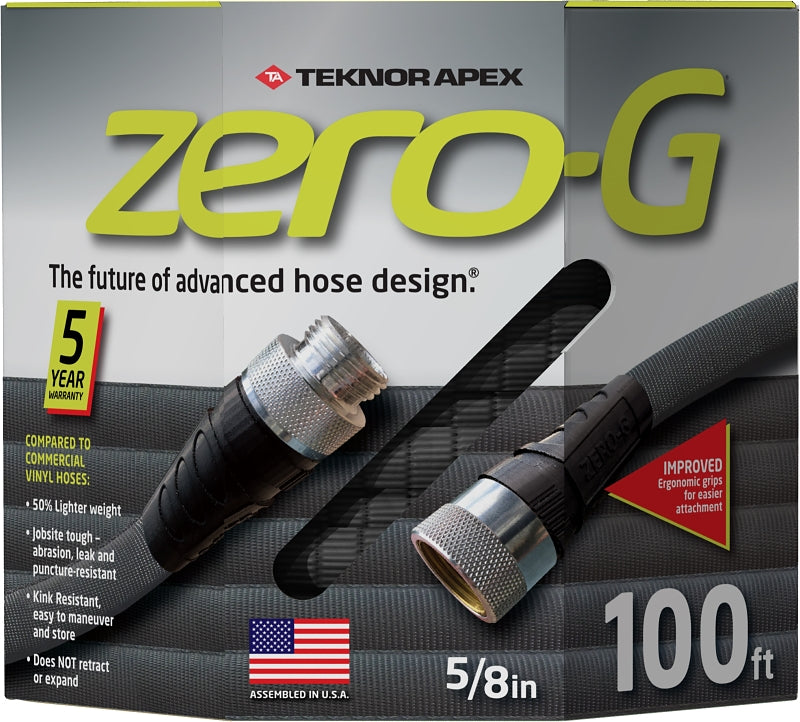 TEKNOR APEX Apex 4001-100 Zero-G Garden Hose, 5/8 in, 100 ft L, Coupling, Fiber, Gray