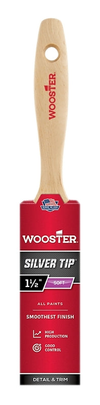 WOOSTER BRUSH Wooster 5222-1-1/2 Paint Brush, 1-1/2 in W, 2-7/16 in L Bristle, Polyester Bristle, Varnish Handle
