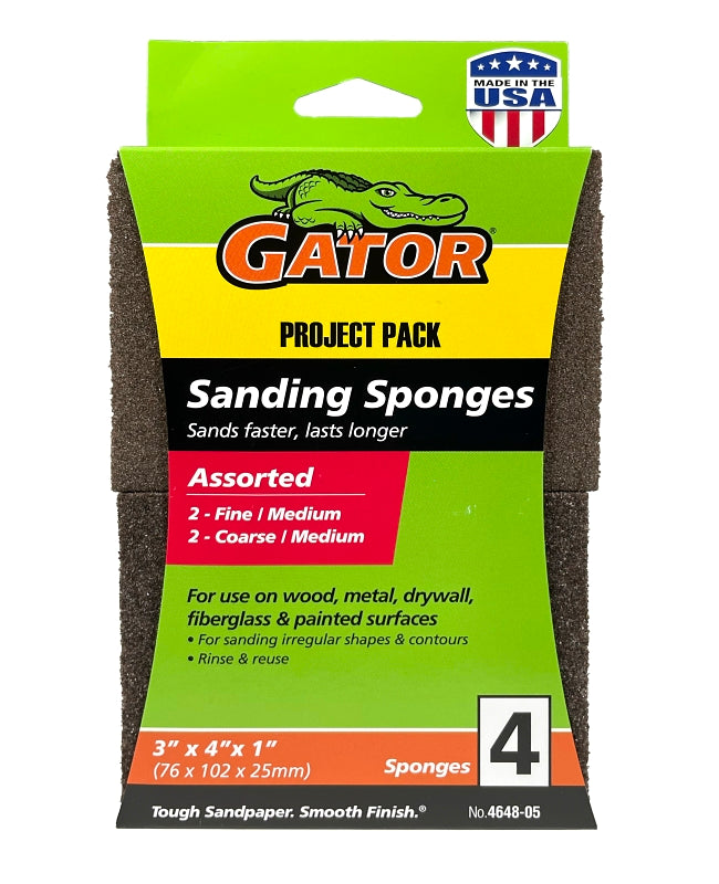 GATOR Gator 464805 Multi-Surface Sanding Sponge, 4 in L, 3 in W, Aluminum Oxide Abrasive