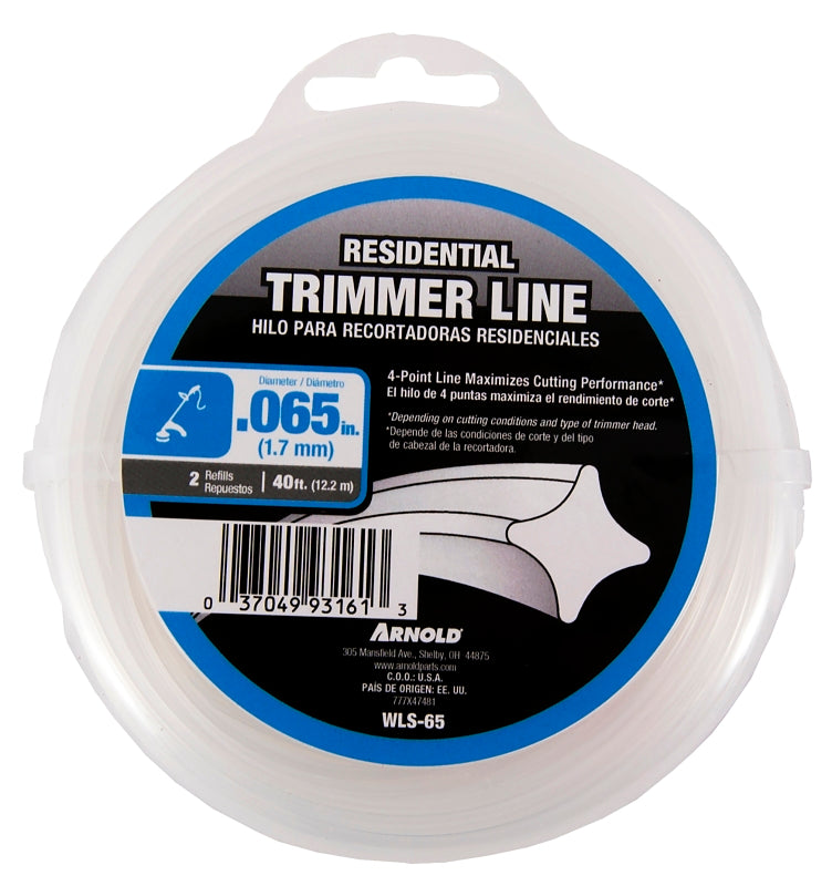 ARNOLD Arnold WLS-65 Trimmer Line, 0.065 in Dia, 40 ft L, Nylon