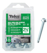 TEKS Teks 21356 Screw, #14 Thread, 2-1/2 in L, Coarse Thread, Hex Drive, Self-Drilling, Self-Tapping Point, Steel, Zinc HARDWARE & FARM SUPPLIES TEKS