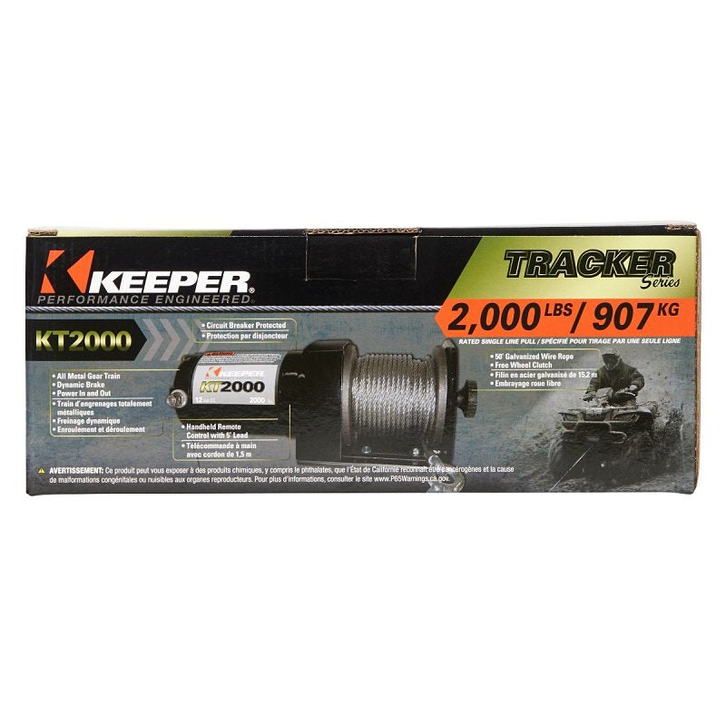 KEEPER Keeper KT2000 Series Winch, 2000 lb, Electric, 12 VDC