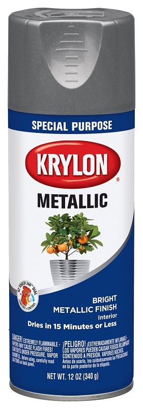 KRYLON Krylon K01403777 Spray Metallic Spray Paint, Metallic, Dull Aluminum, 11 oz