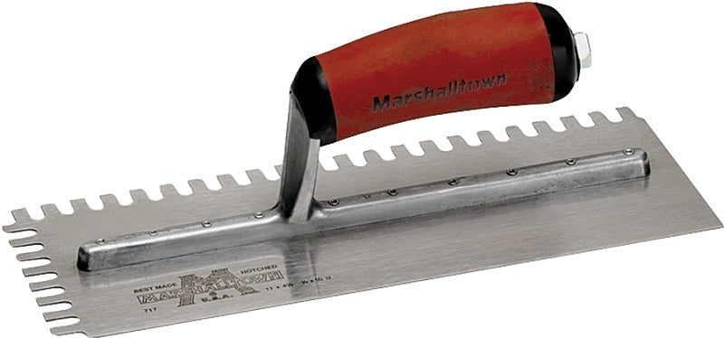 MARSHALLTOWN Marshalltown 716SD Trowel, 1/4 in W x 3/8 in D Notch, 11 in L, 4-1/2 in W, U Notch, Curved Handle