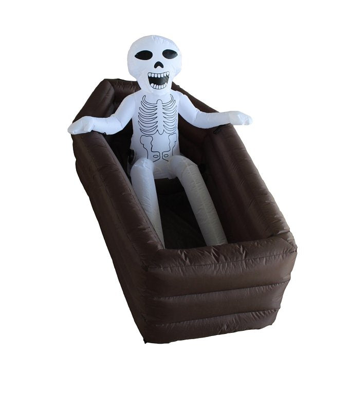 SANTAS FOREST Santas Forest 93023 Inflatable Skeleton In Coffin Decor, 2.3 ft H, Polyester, White, Internal Light, Indoor, Outdoor APPLIANCES & ELECTRONICS SANTAS FOREST