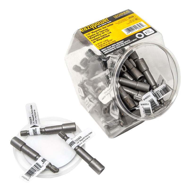 EAZYPOWER Isomax 00328 Series Nutsetter, 2-9/16 in L Dimensions, Magnetic, Steel, 1/4 in Hex Drive TOOLS EAZYPOWER