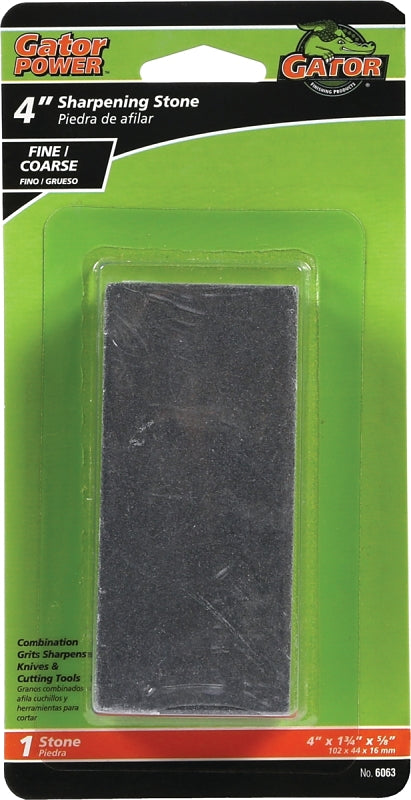 GATOR Gator 6063 Combination Sharpening Stone, 4 in L, 1-3/4 in W, 5/8 in Thick, Coarse/Medium, Silicone Carbide Abrasive