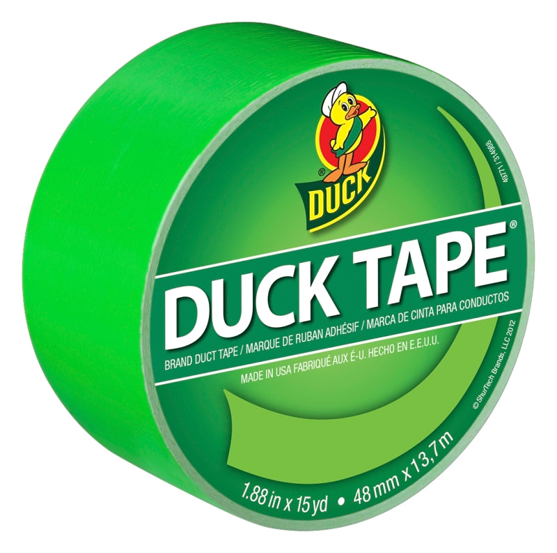 DUCK Duck 1265018 Duct Tape, Neon Green, 8 mil Thick, 15 yd L, 1.88 in W