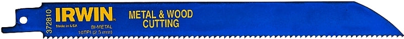IRWIN Irwin 372810B Reciprocating Saw Blade, 8 in L, 10 TPI, Cobalt/Steel Cutting Edge