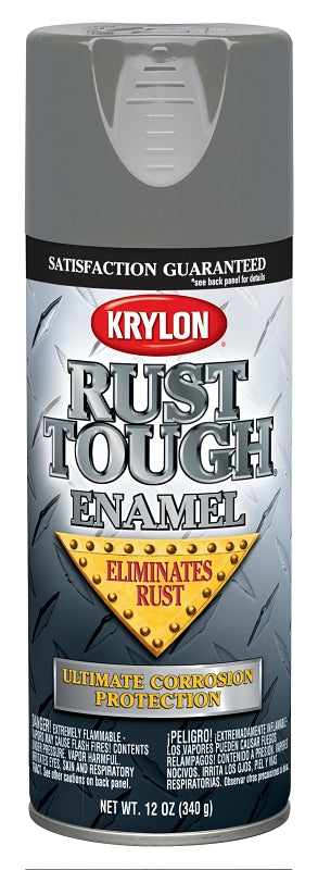 KRYLON Krylon Rust Tough K09206007 Rust Preventative Spray Paint, Gloss, Battleship Gray, 12 oz, Can